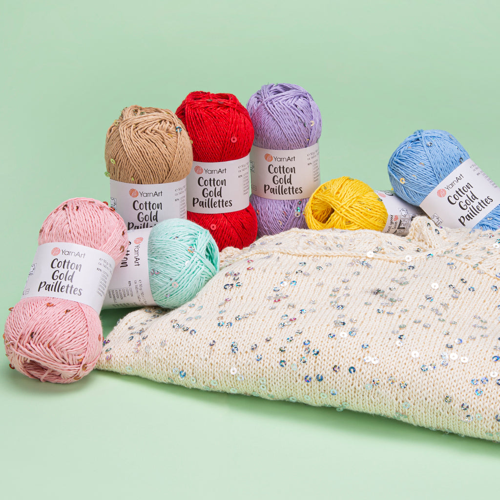 Yarn Art Cotton Gold Paillettes